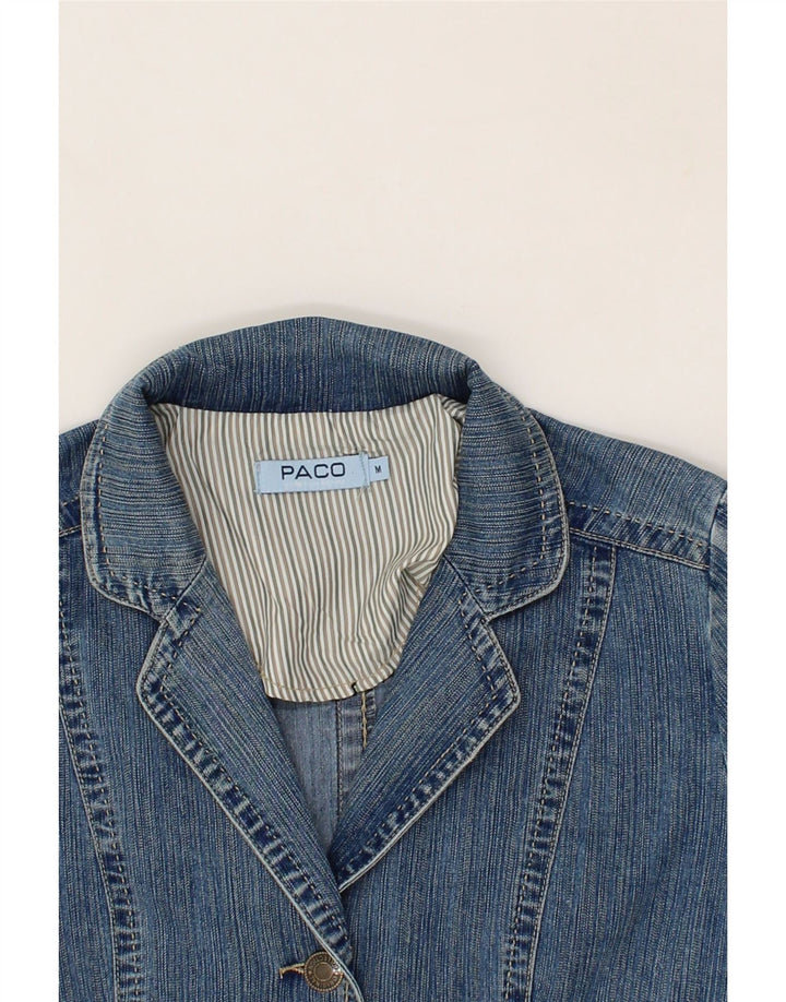 PACO Womens Denim Jacket UK 12 Medium Blue Cotton Vintage Paco and Second-Hand Paco from Messina Hembry 