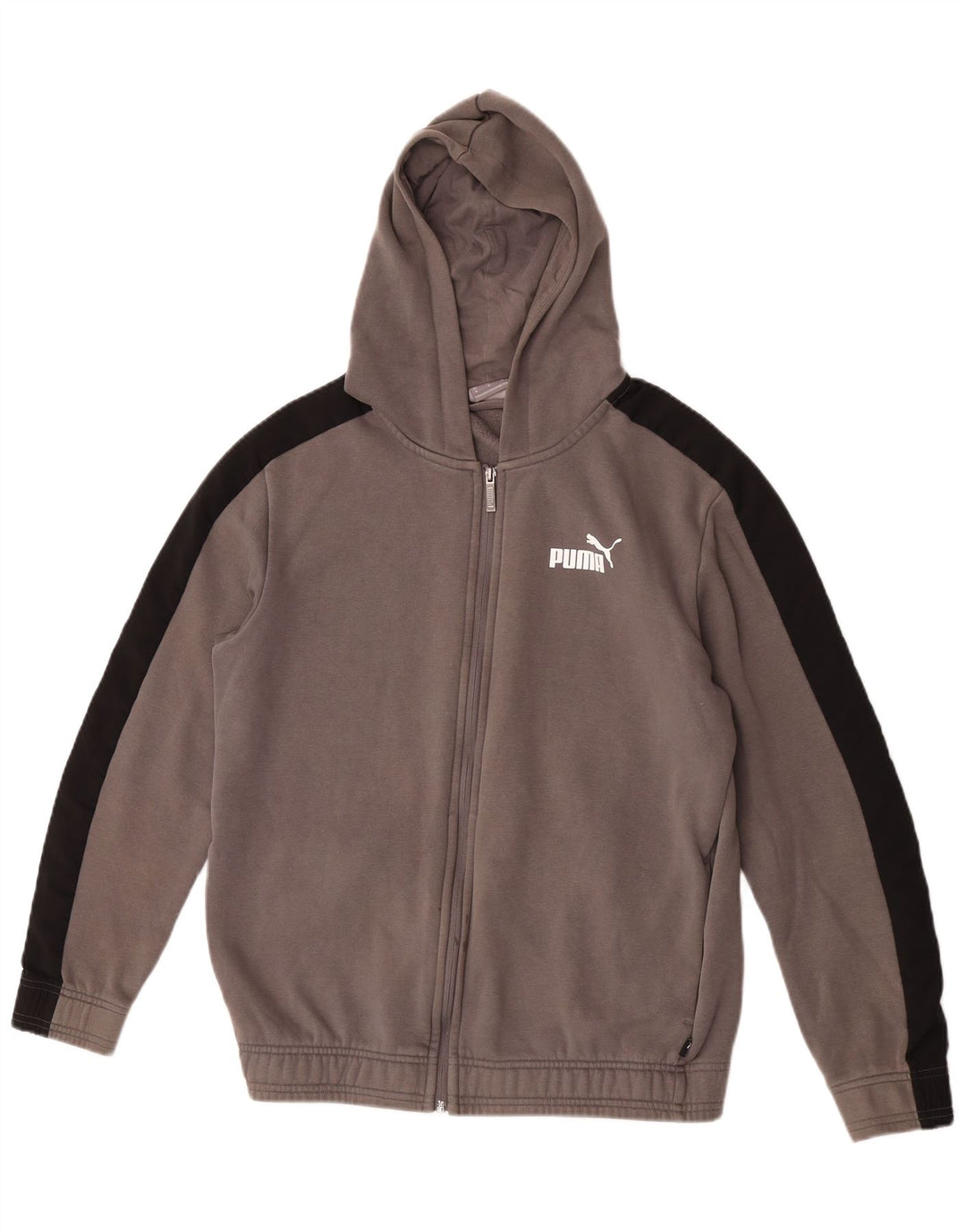 Pulover Puma pentru bărbați, cu fermoar, din bumbac color bloc, gri mediu