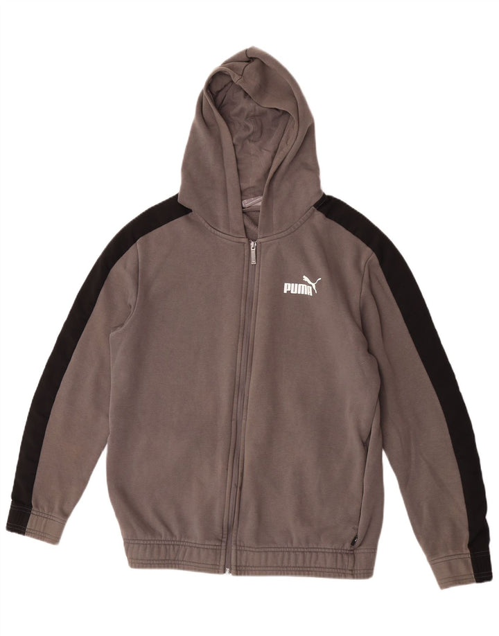 Pulover Puma pentru bărbați, cu fermoar, din bumbac color bloc, gri mediu