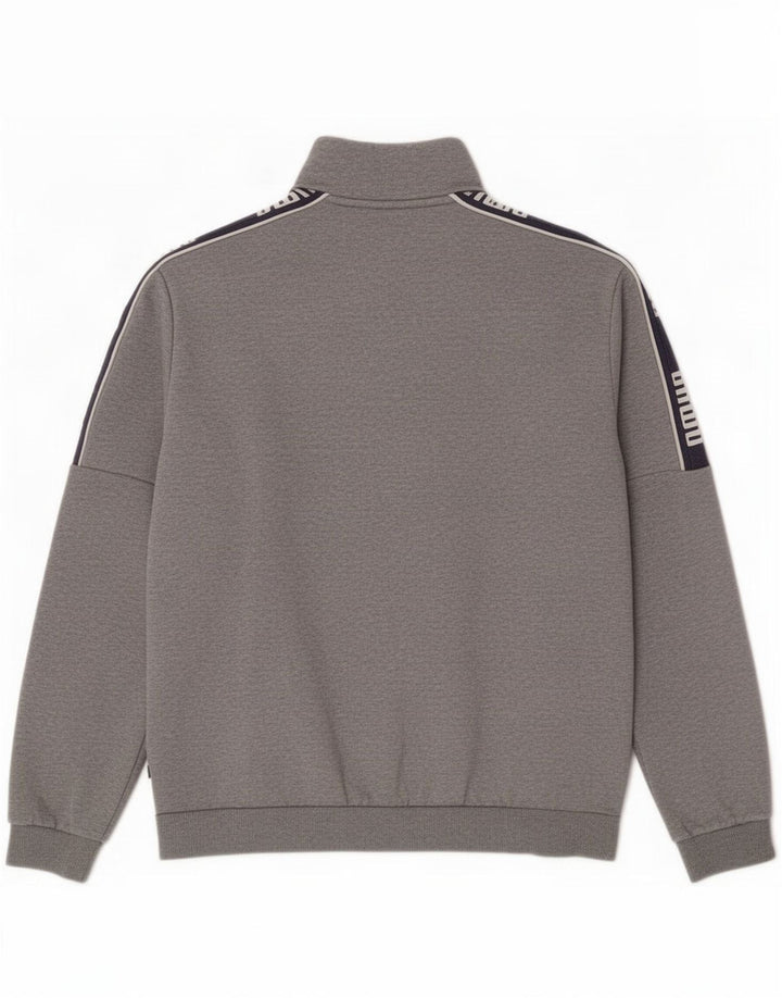 Jachetă de top pentru trening grafic Puma pentru bărbați, bumbac color bloc, gri mediu