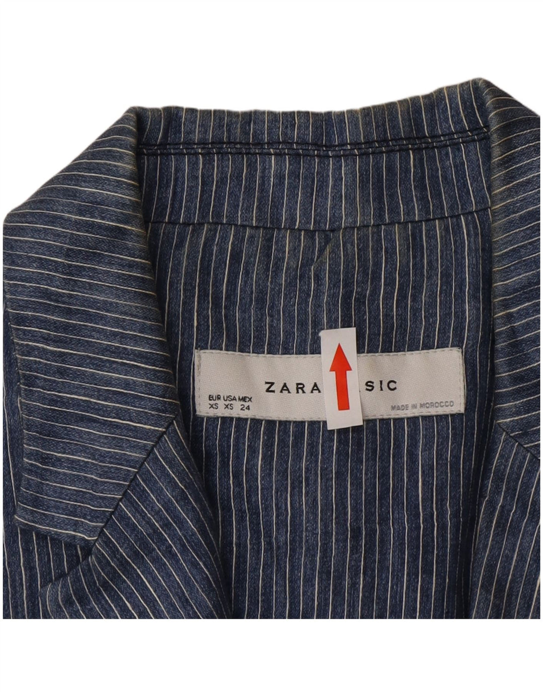 Sacou blazer pentru femei Zara, cu 1 nasture, UK 6 XS, poliester cu dungi albastre