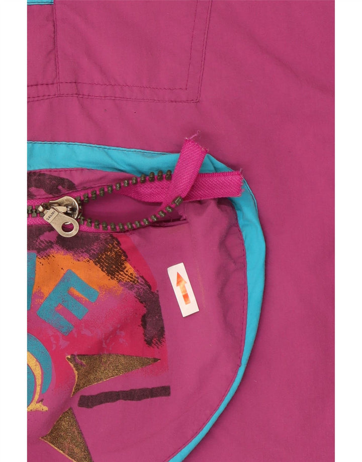 Jachetă de schi cu pulover grafic vintage pentru bărbați UK 44 2XL Violet Colorblock