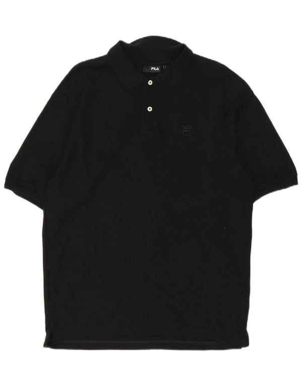 Tricou polo Fila pentru bărbați, bumbac mediu negru
