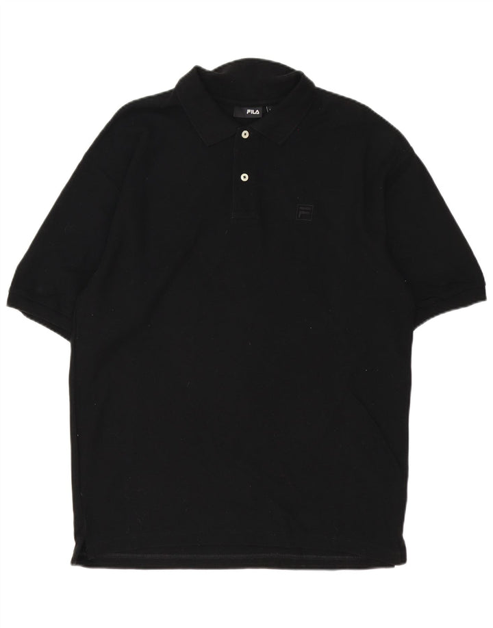 Tricou polo Fila pentru bărbați, bumbac mediu negru