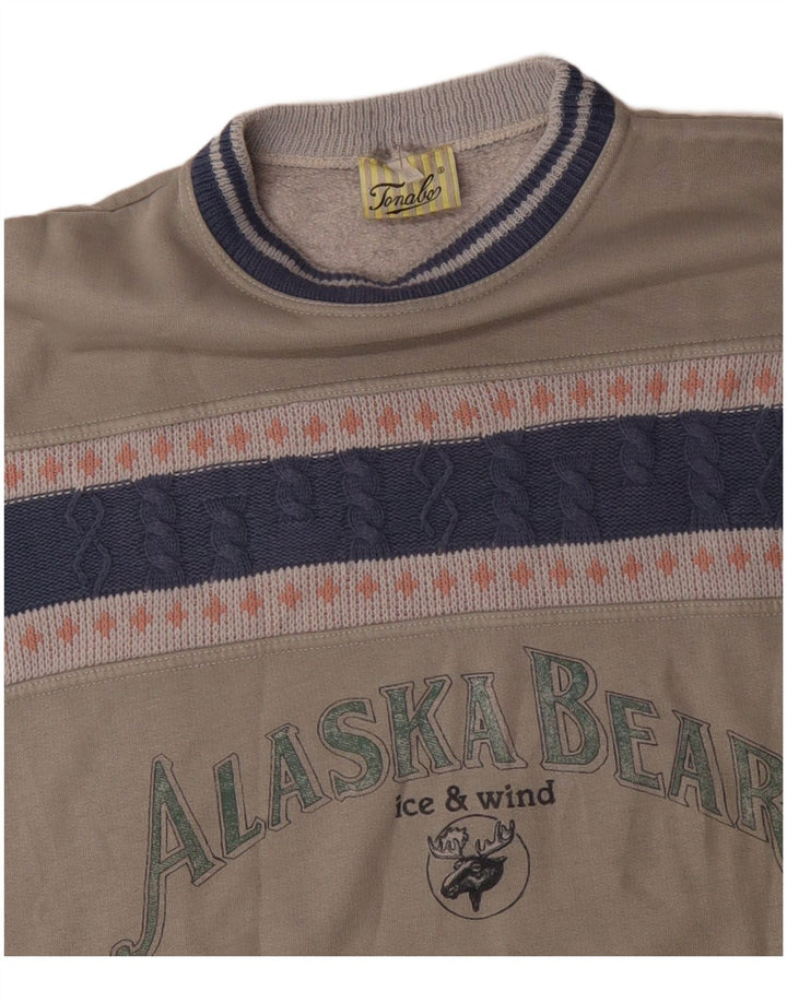 Pulover cu grafică vintage pentru bărbați, XL, gri, acrilic, bloc de culoare