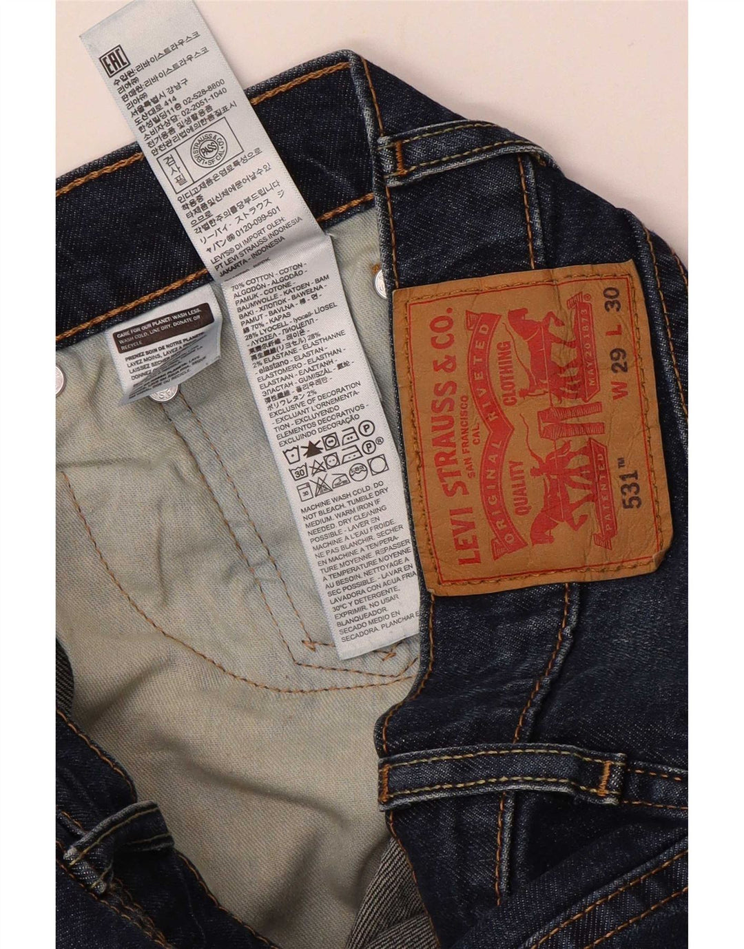Blugi drepti pentru bărbați Levi's 531 W29 L30 Bumbac albastru