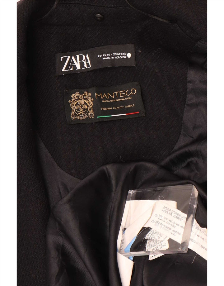 Pardesiu Zara Femei Manteco UK 6 XS Lână Neagră