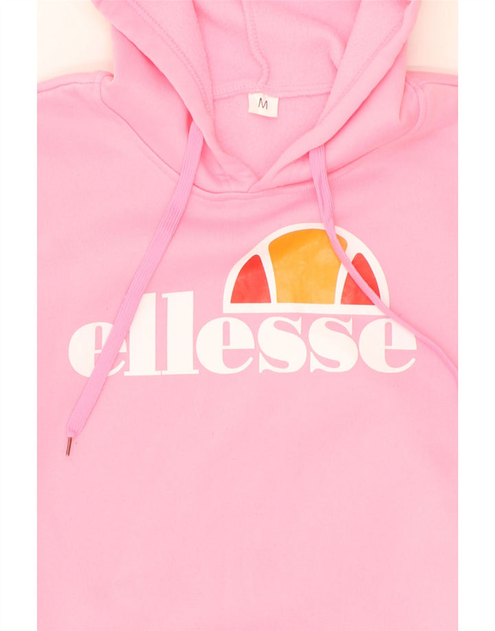 ELLESSE Womens Graphic Hoodie Jumper UK 14 Medium Pink Vintage Ellesse and Second-Hand Ellesse from Messina Hembry 