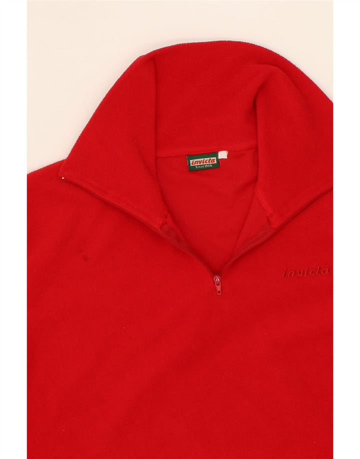 INVICTA Womens Zip Neck Fleece Jumper UK 16 Large Red Vintage Invicta and Second-Hand Invicta from Messina Hembry 