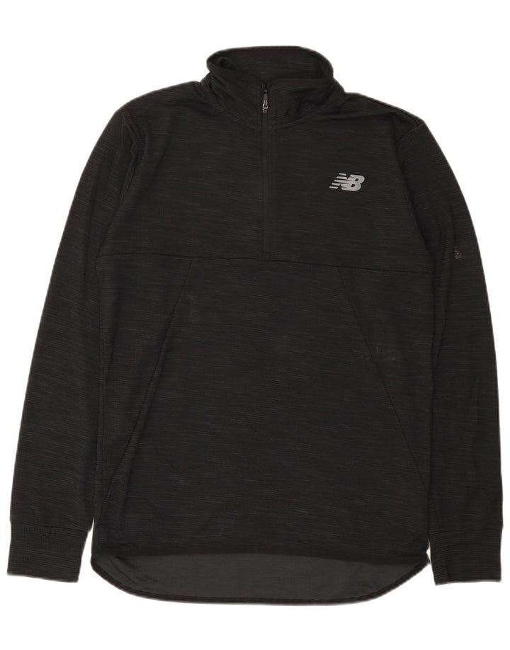 Trening Top pentru bărbați New Balance, cu fermoar, cu gât, poliester negru