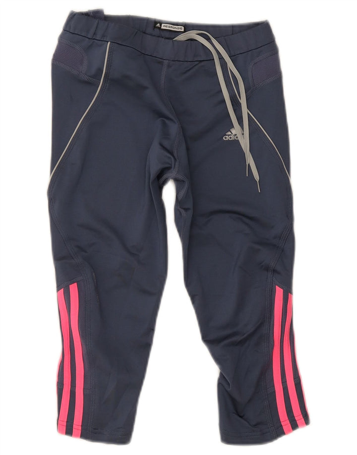Leggings Adidas Response Capri pentru femei UK 12 Medium Bleumarin Poliester