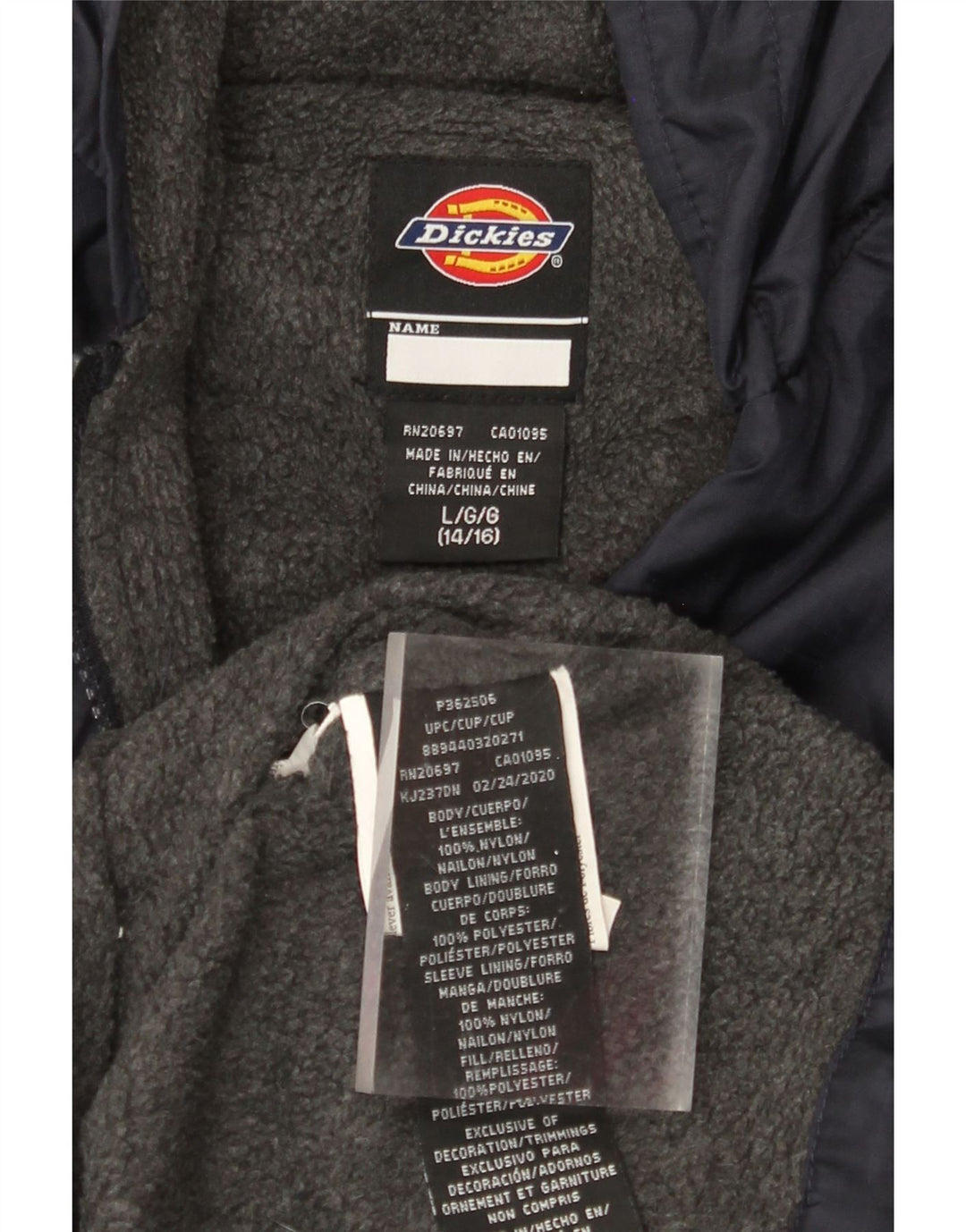 DICKIES Jachetă de vânt cu glugă pentru băieți 14-15 ani, mare, nailon bleumarin