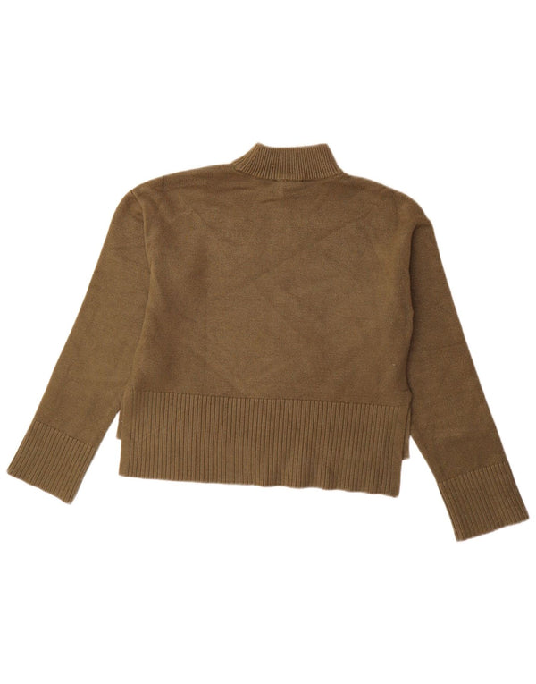 Dkny Pulover cu gât țestoasă pentru femei UK 6 XS Kaki Rayon