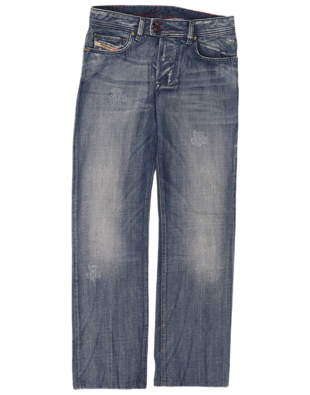 DIESEL Blugi Distressed drepte pentru bărbați W30 L31 Bumbac albastru