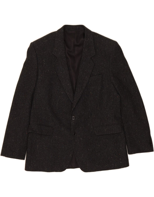 VARTEKS Mens 2 Button Blazer Jacket EU 44 XS Black Flecked New Wool