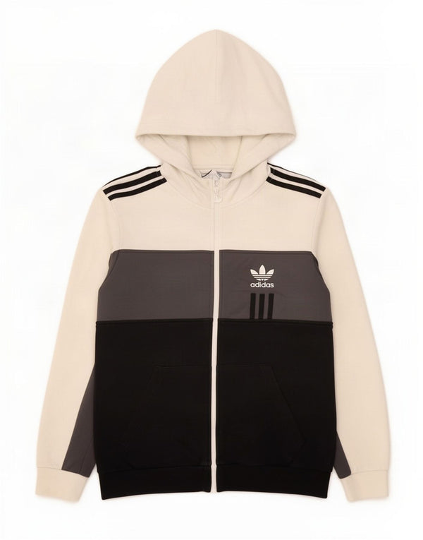 Pulover cu capotă cu fermoar și grafic Adidas pentru bărbați, mediu multicolor, bloc de culoare