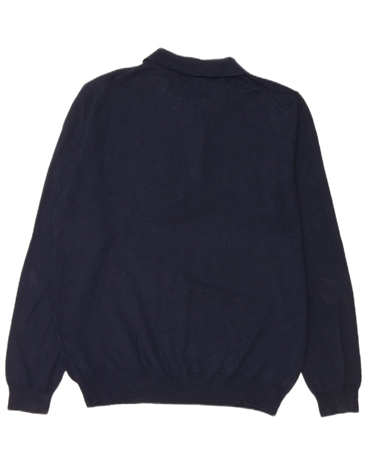 Marks & Spencer Pulover cu gât polo pentru bărbați, mare, albastru acrilic