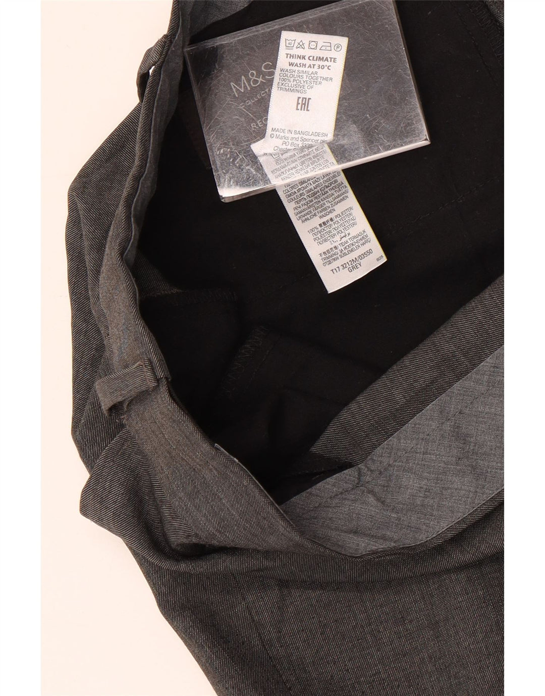 MARKS & SPENCER Pantaloni drepți pentru bărbați L42 L31 Poliester gri