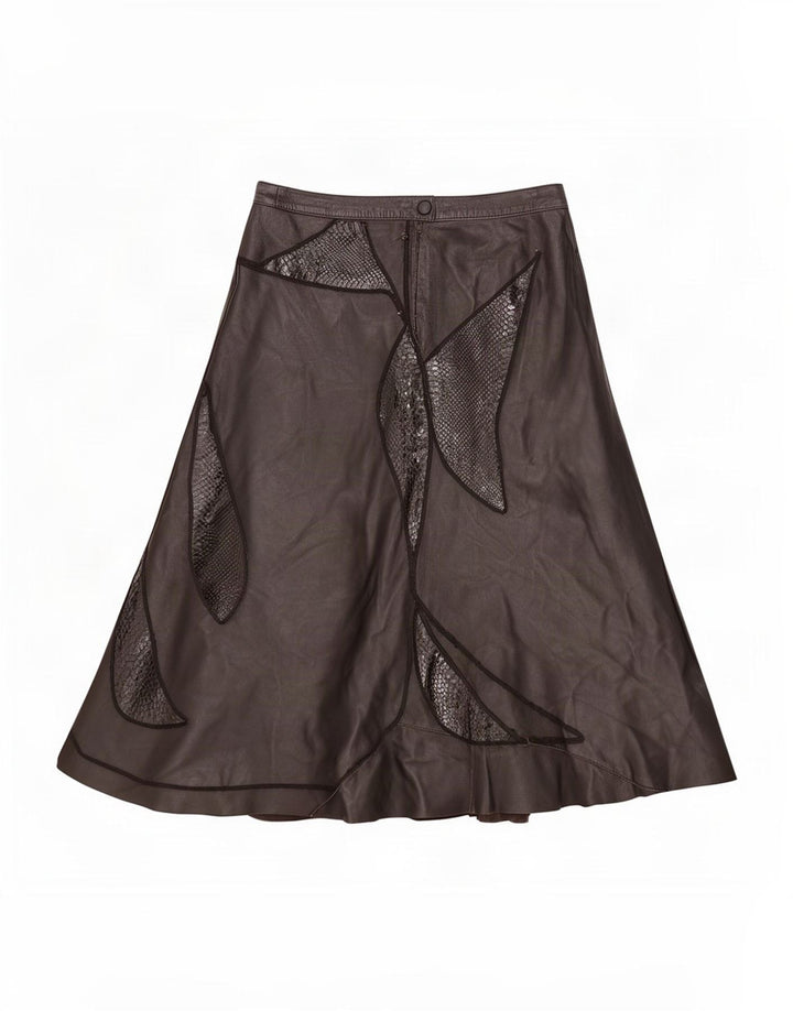 Fusta din piele vintage pentru femei IT 44 Medium W28 Negru Mozaic