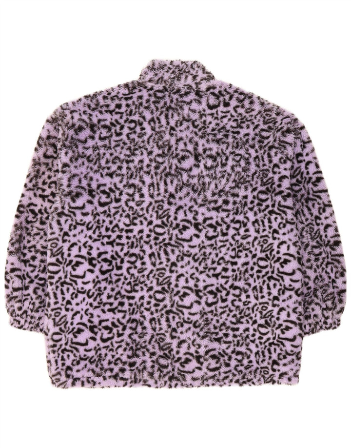Jachetă bomber din blană artificială pentru femei VINTAGE UK 18 XL violet cu imprimeu animal