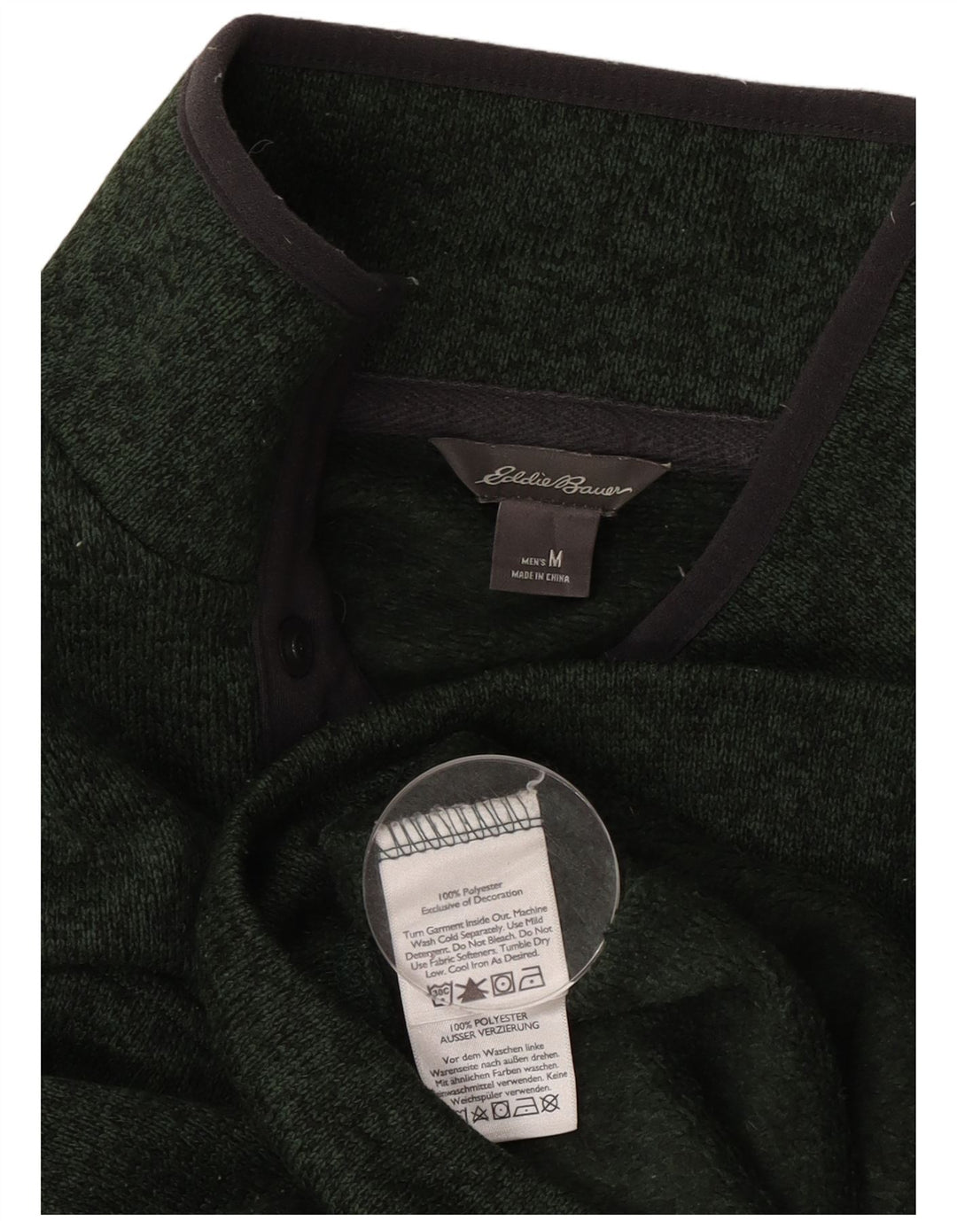 Hanorac pentru bărbați Eddie Bauer, cu gât cu nasturi, pulat verde mediu
