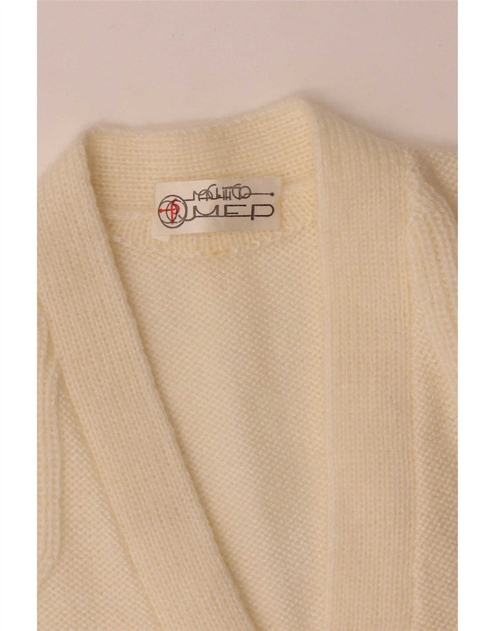 Pulover cardigan vintage pentru femei UK 14 Medium Off White