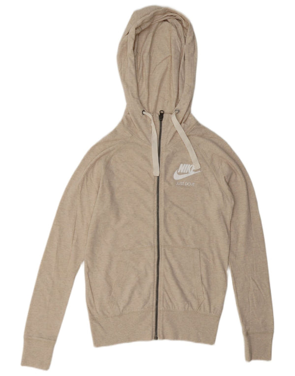 Hanorac supradimensionat cu fermoar Nike pentru femei UK 6 XS bumbac bej