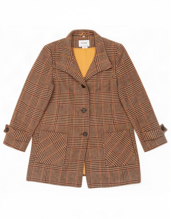Pardesiu pentru femei Harris Tweed UK 16 mare, maro, carouri, lână nouă