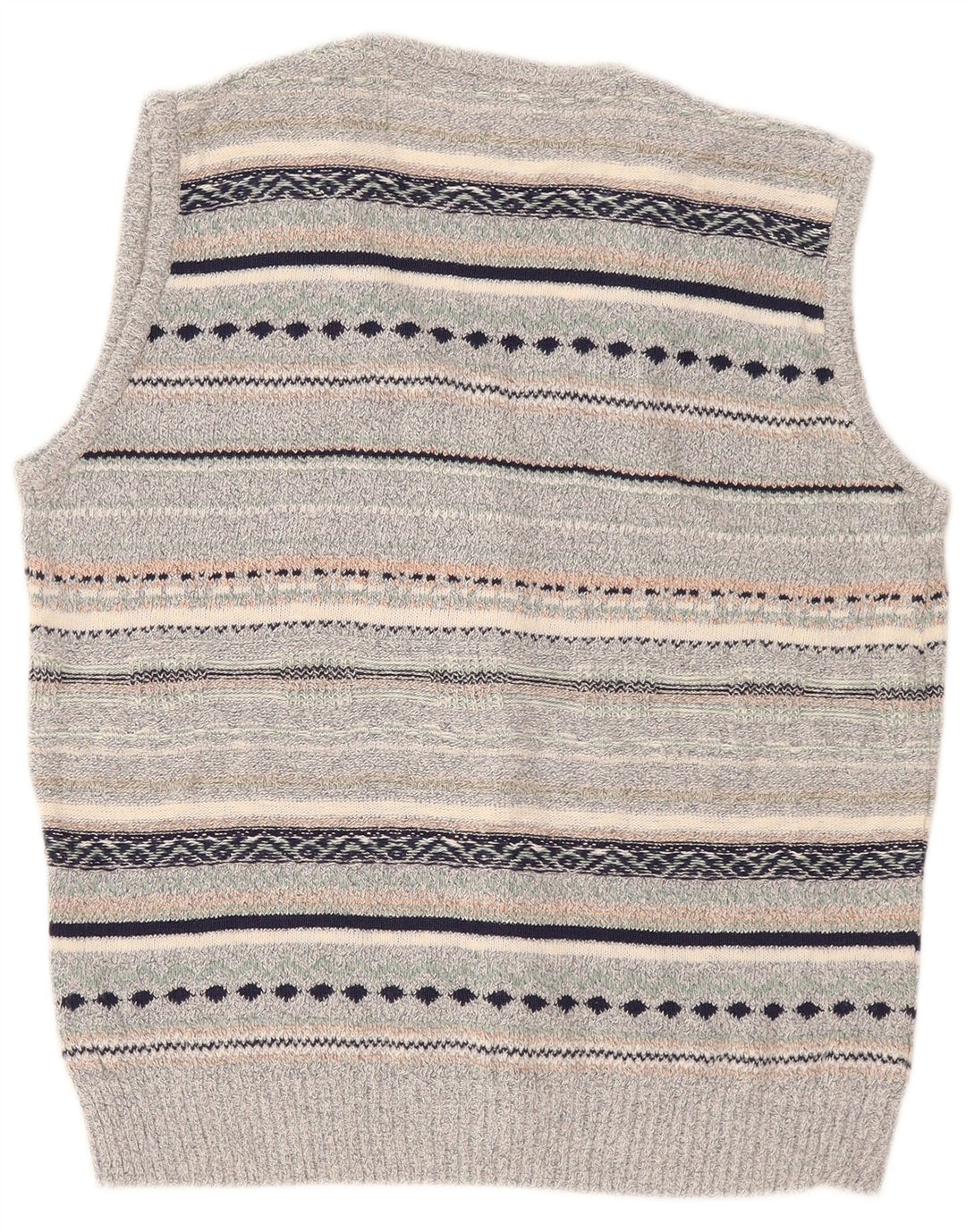 Cardigan Vintage fără mâneci pentru bărbați, in dungi, gri mediu