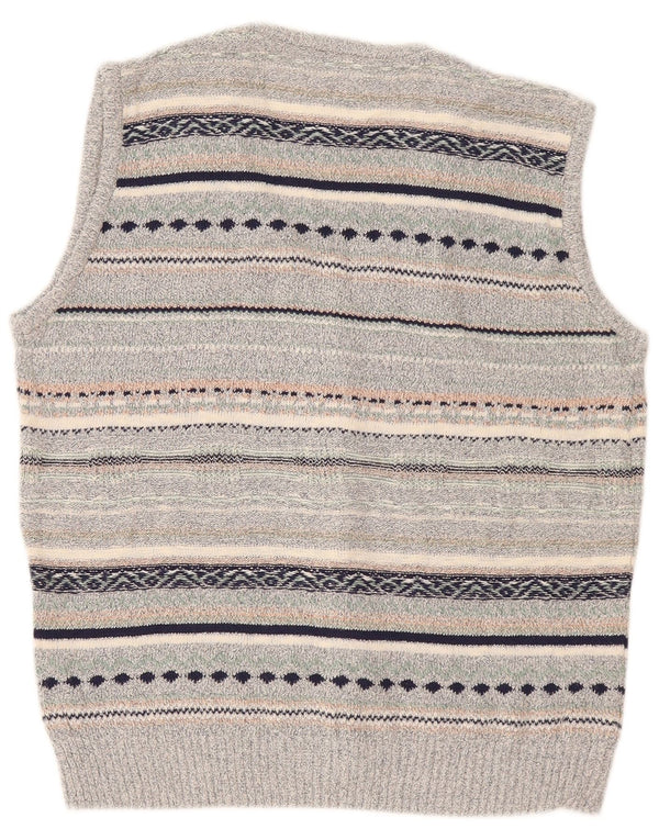 Cardigan Vintage fără mâneci pentru bărbați, in dungi, gri mediu