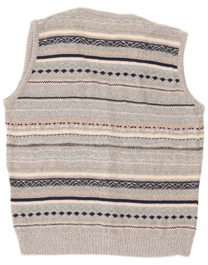 Cardigan Vintage fără mâneci pentru bărbați, in dungi, gri mediu