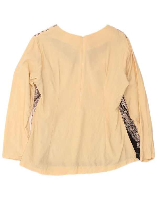 Bluză vintage pentru femei cu mâneci lungi Top UK 16 Large Beige Paisley