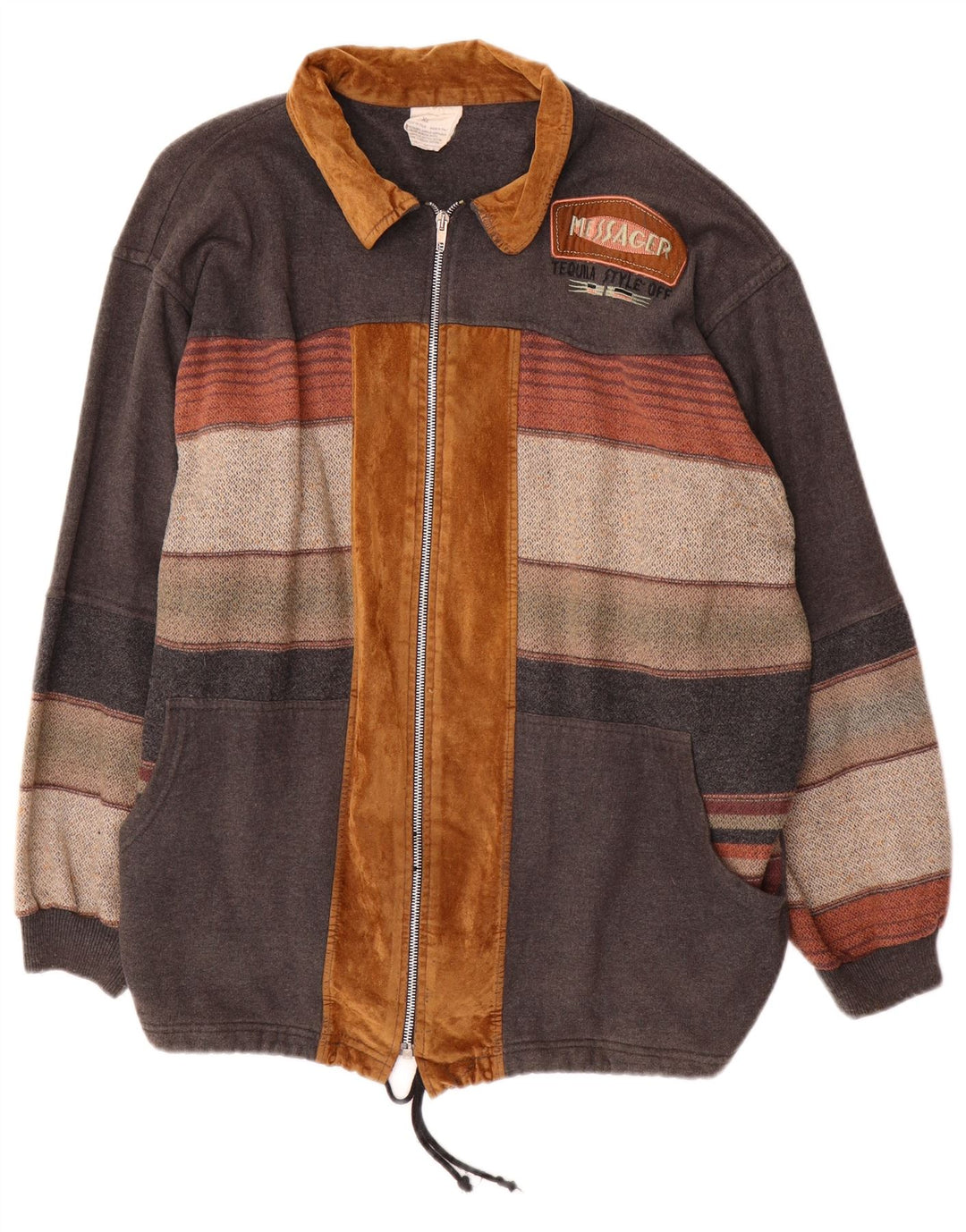 Jachetă Bomber Vintage pentru bărbați cu grafică UK 42 XL Gri acrilic color bloc