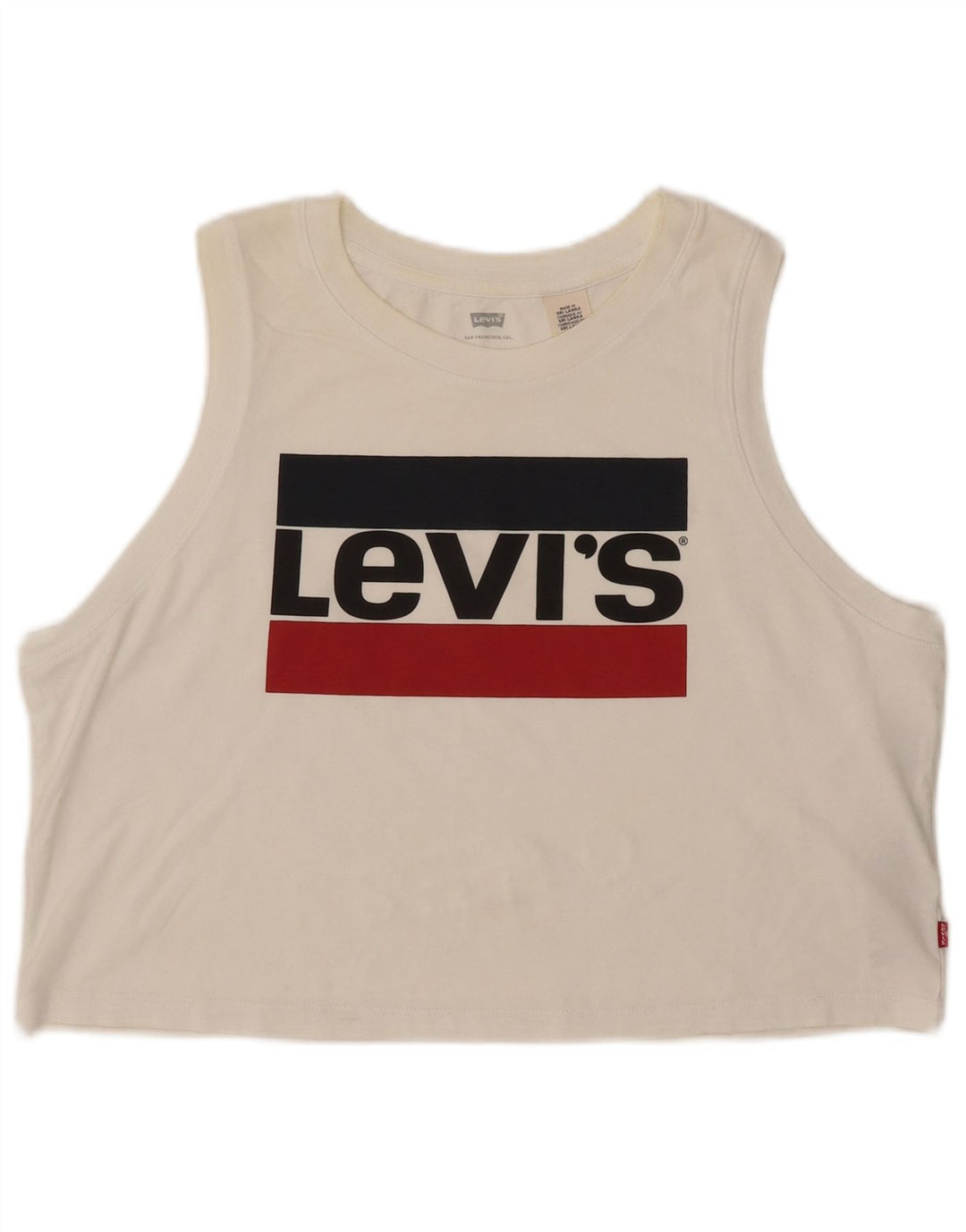 Top cu vestă cu grafică pentru femei LEVI'S UK 16, mare, bumbac alb