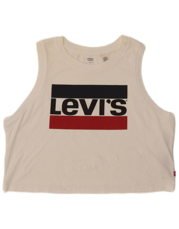 Top cu vestă cu grafică pentru femei LEVI'S UK 16, mare, bumbac alb