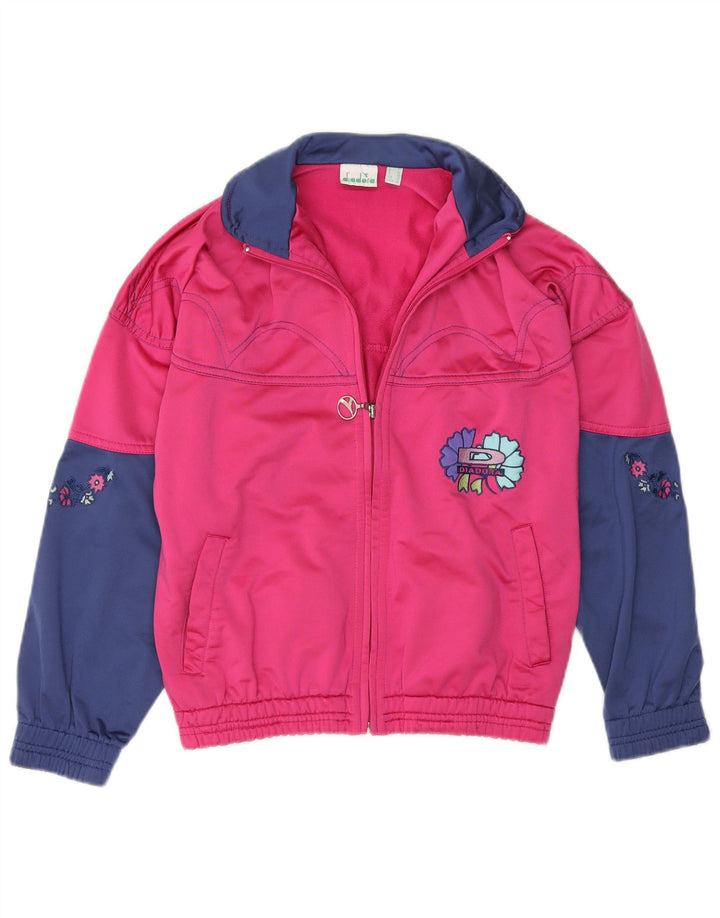 Jachetă de trening Diadora pentru femei UK 28, mic, roz, poliester color bloc