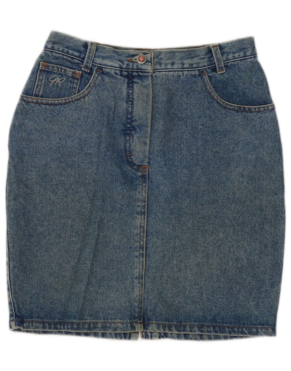 Fusta de blugi vintage pentru femei cu talie înaltă IT 46 mare W30 bumbac albastru