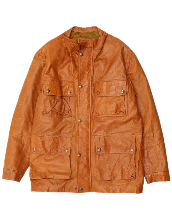 Jachetă de piele vintage pentru bărbați UK 42 XL din piele maro