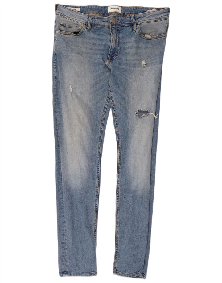 JACK & JONES Blugi skinny învechiți Liam pentru bărbați W34 L32 Albastru