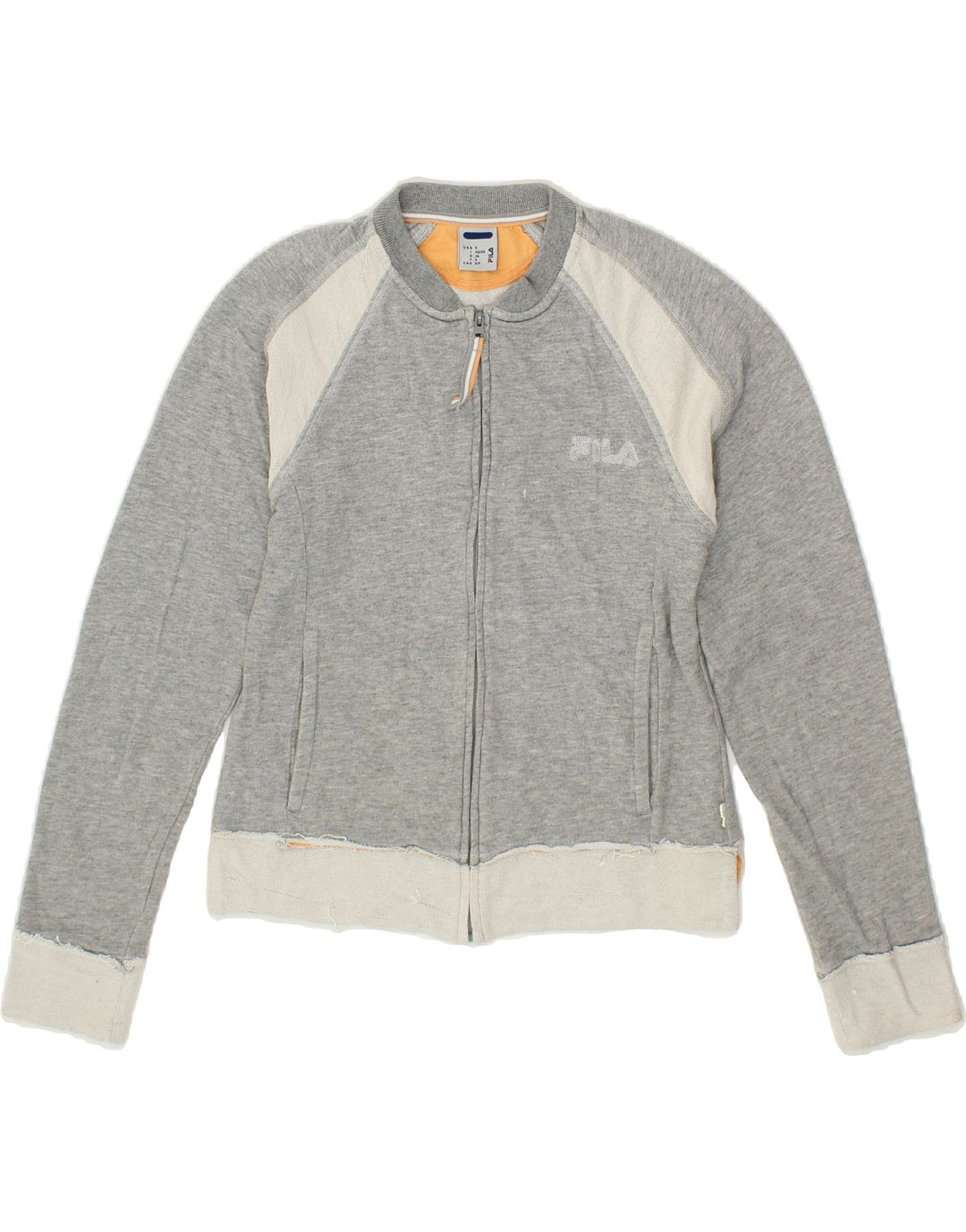 FILA Womens Tracksuit Top Jacket IT 40/42 Small Grey Colourblock Cotton Vintage Fila and Second-Hand Fila from Messina Hembry 