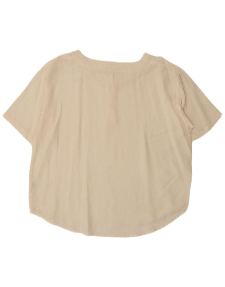 Bluză Vintage pentru femei UK 18 XL Bej Mătase