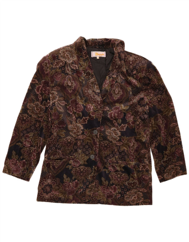 Blazer Blumode pentru femei cu 2 nasturi EU 46 XL Maro Floral