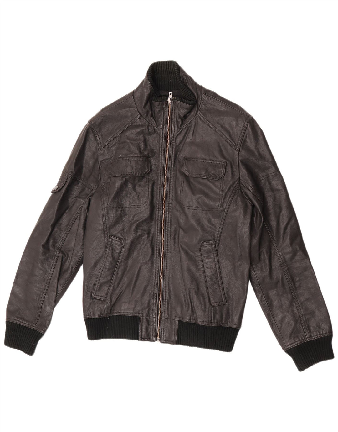 Jack & Jones Bomber Jacket din piele pentru bărbați UK 40 Large Black