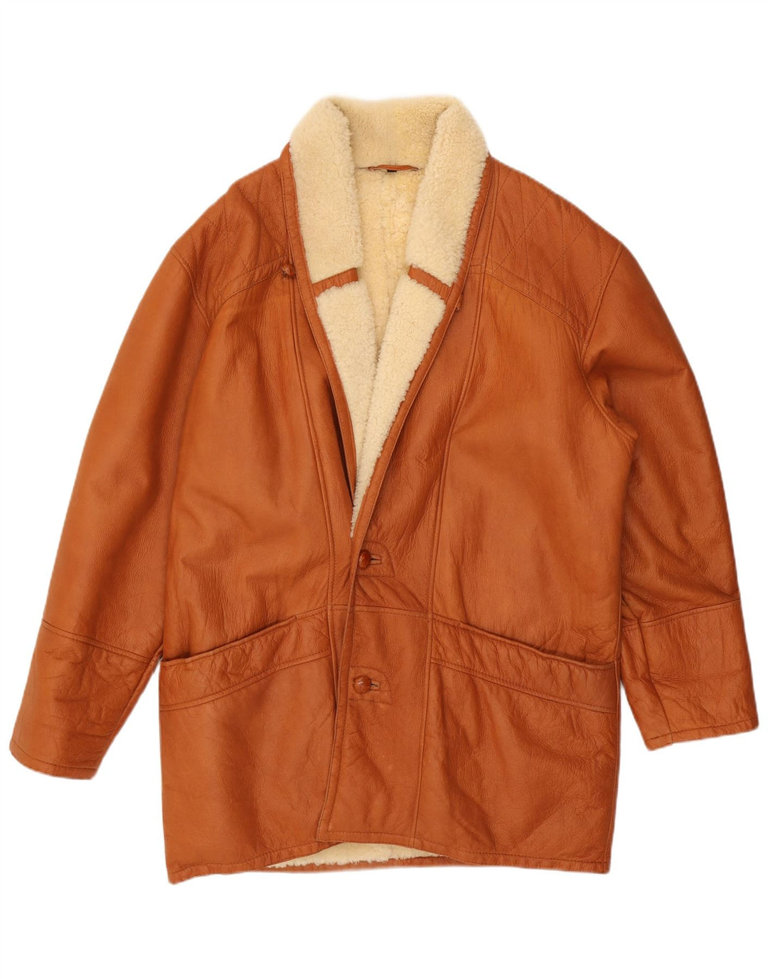 Pardesiu din shearling pentru bărbați VINTAGE IT 50 mare, maro, din shearling