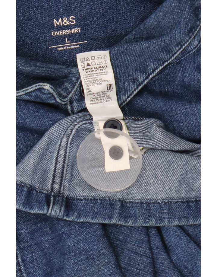 Cămașă de blugi pentru bărbați Marks & Spencer, mare, albastru, din bumbac, clasică