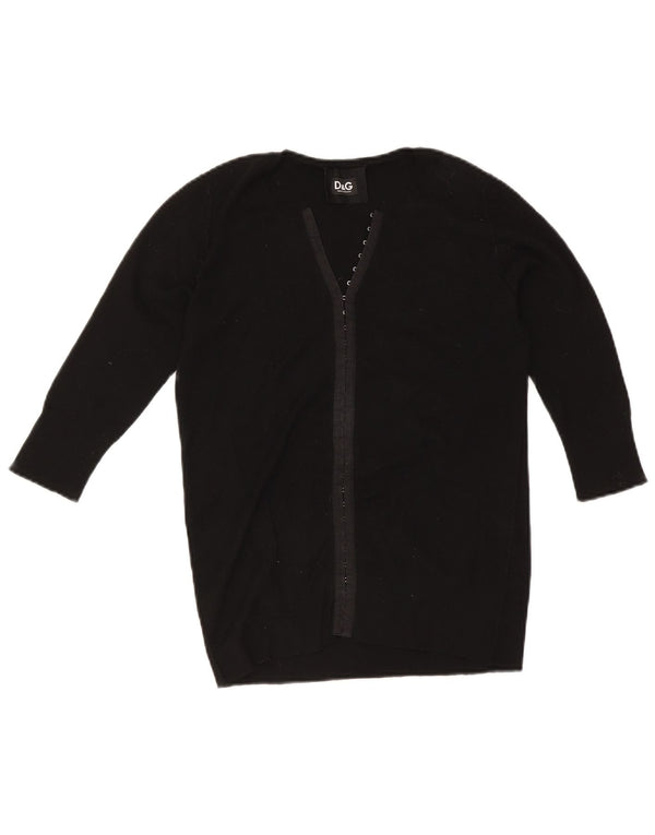 Pulover cardigan cu mânecă scurtă pentru femei Dolce & Gabbana UK 18 XL Negru