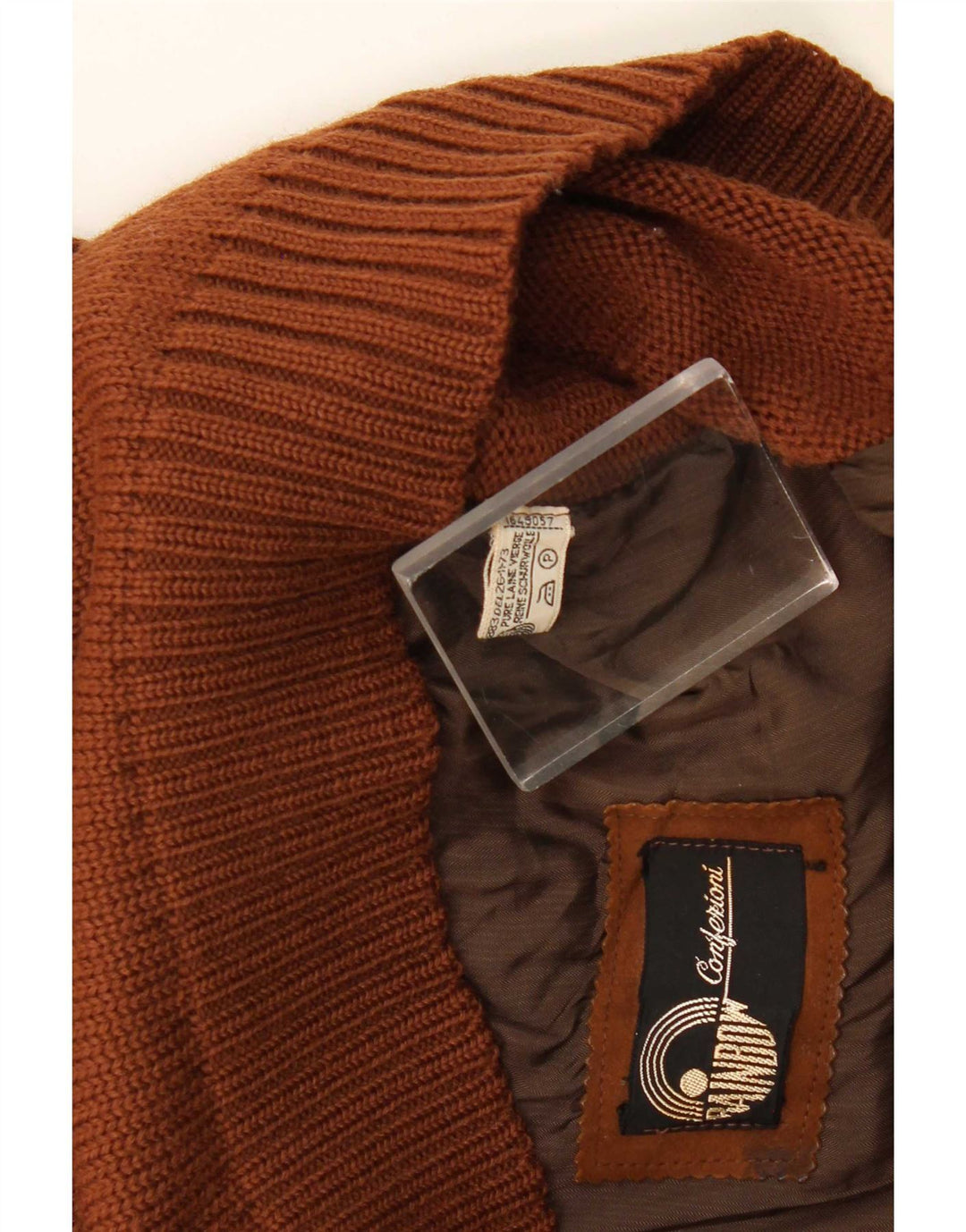 Cardigan Vintage pentru bărbați din piele maro medie
