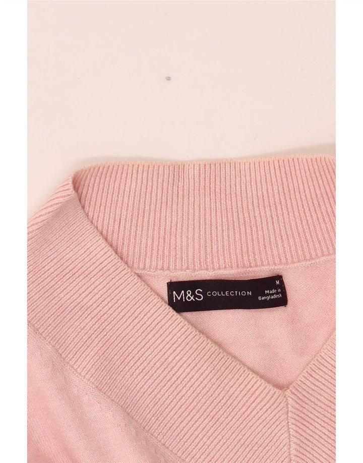 Pulover cu decolteu în V supradimensionat pentru femei Marks & Spencer UK 14 Roz mediu
