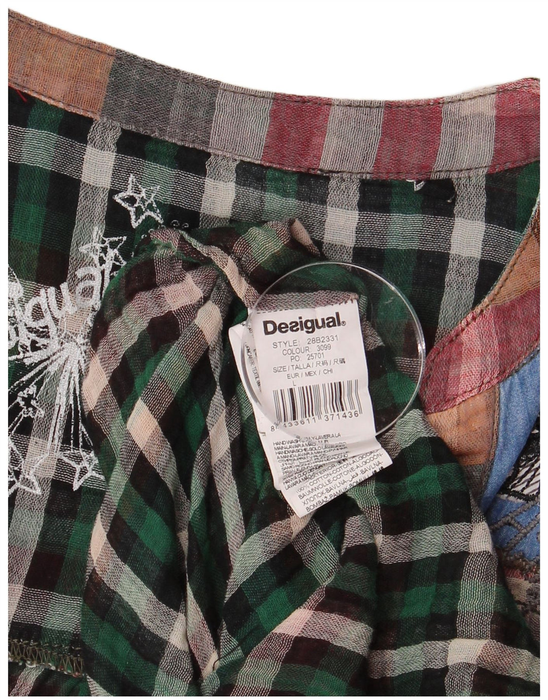 Bluză cu grafică DESIGUAL pentru femei, UK 16, cu carouri mari, multicolore