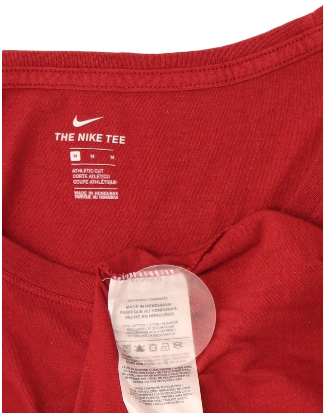 NIKE Womens Athletic Cut Graphic T-Shirt Top UK 14 Medium Red Cotton